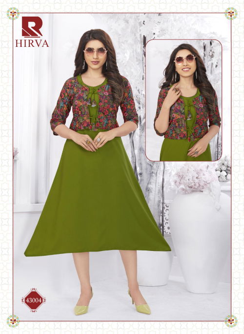 Raashi Hirva Designer Fancy Ethnic Wear Crepe Silk Anarkali Kurti Collection